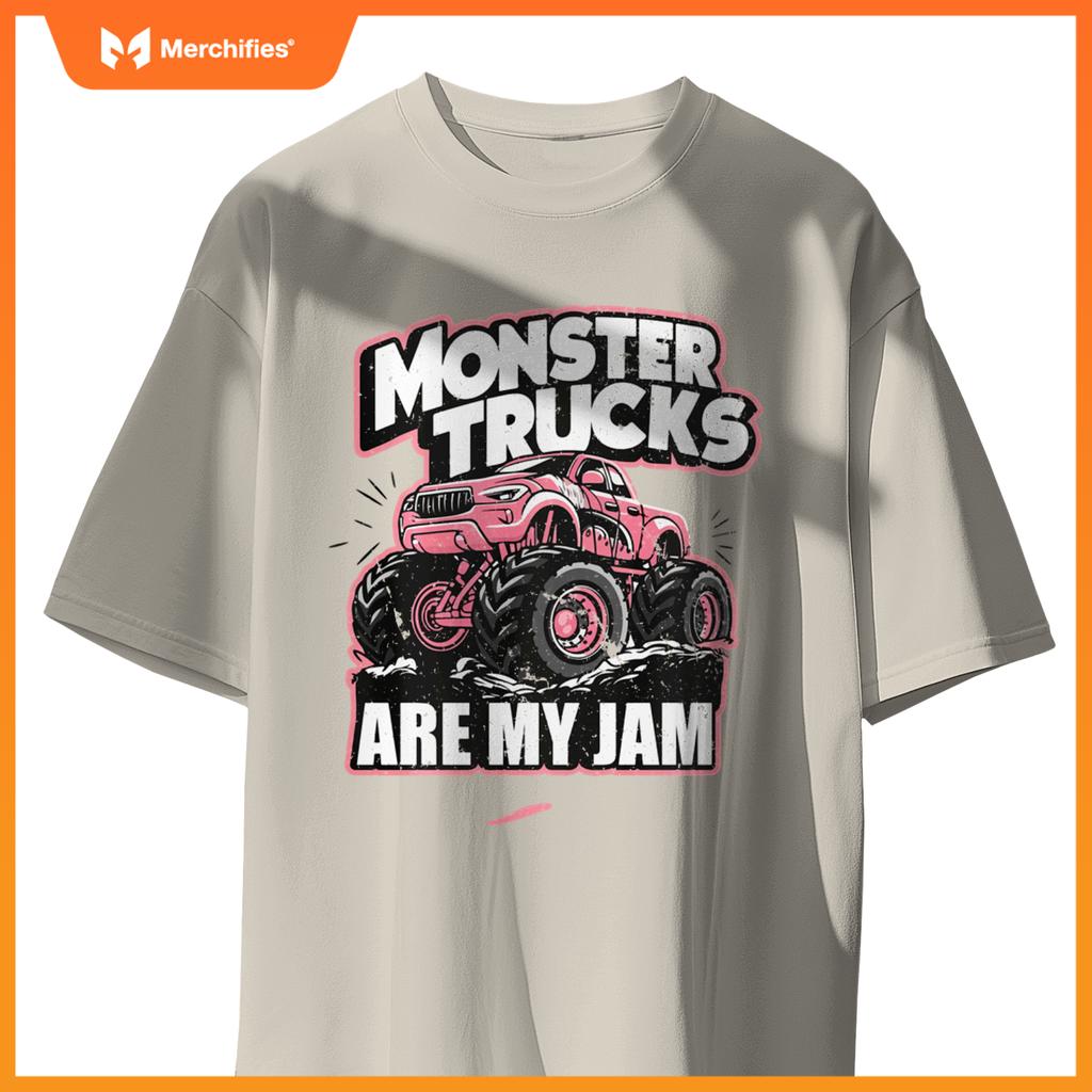 Monster Truck Are My Jam Pink Race Day Outfit For Car Lover T-Shirt