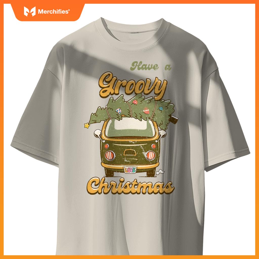 Have Yourself A Groovy Christmas Truck Happy Holiday Xmas T-Shirt