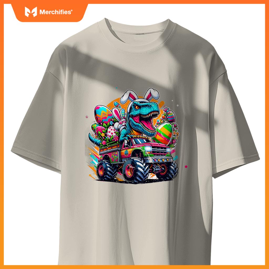 Kids Easter S Boys Toddler Boy Rabbit Bunny T Rex Dino Truck T-Shirt