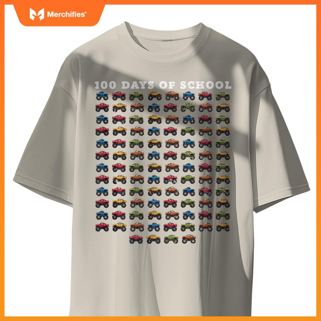 Monster Truck Boys 100 Days of School 100th Day of School T-Shirt