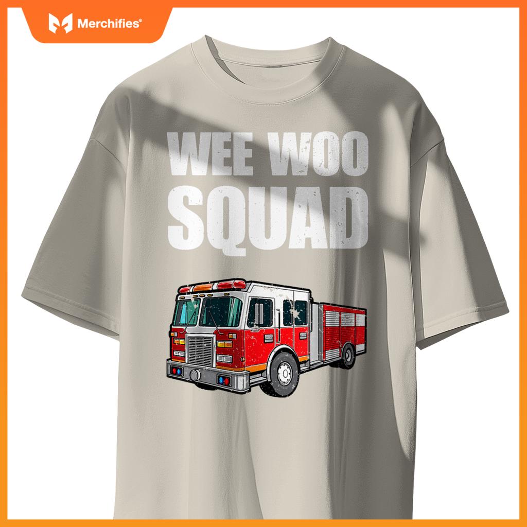 Funny Wee Woo Squad Fire Truck Design for Kids and Adults T-Shirt