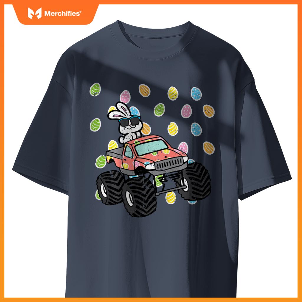 Kids Easter Bunny On Monster Truck Eggs Rabbit Toddler Boys Kids T-Shirt