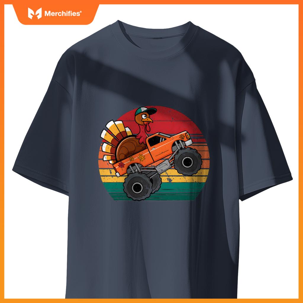 Monster Truck Turkey Sunset Toddler Thanksgiving T-Shirt