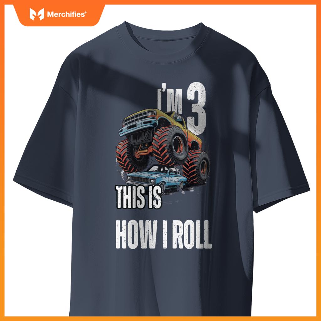 Monster Truck 3 Year Old Toddlers Boy 3rd Birthday Party Car T-Shirt