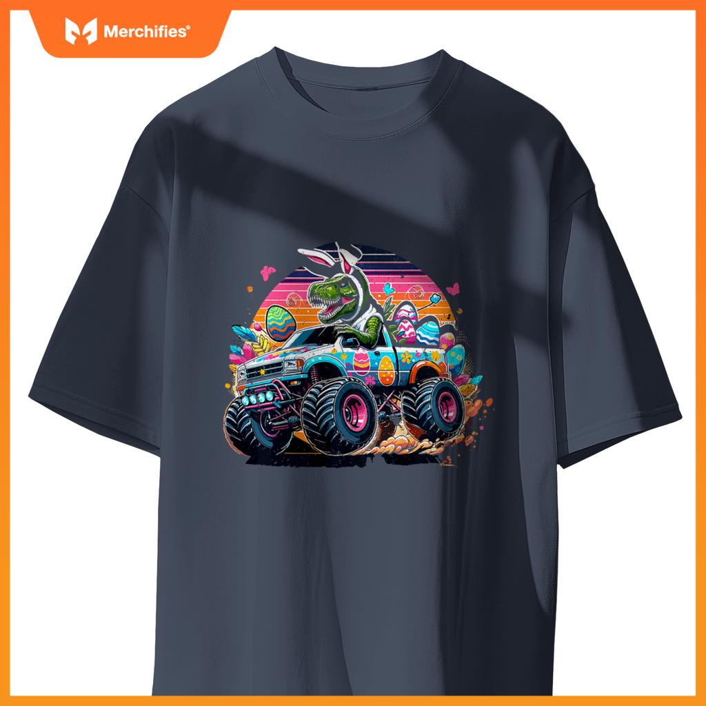 Kids Easter S Boys T Rex Dinosaur Rabbit Truck Toddler Boy T-Shirt