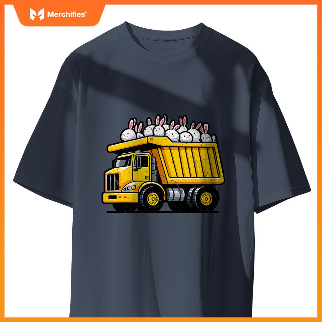 Kids Construction Dump Truck Bunnies Christian Easter Day T-Shirt