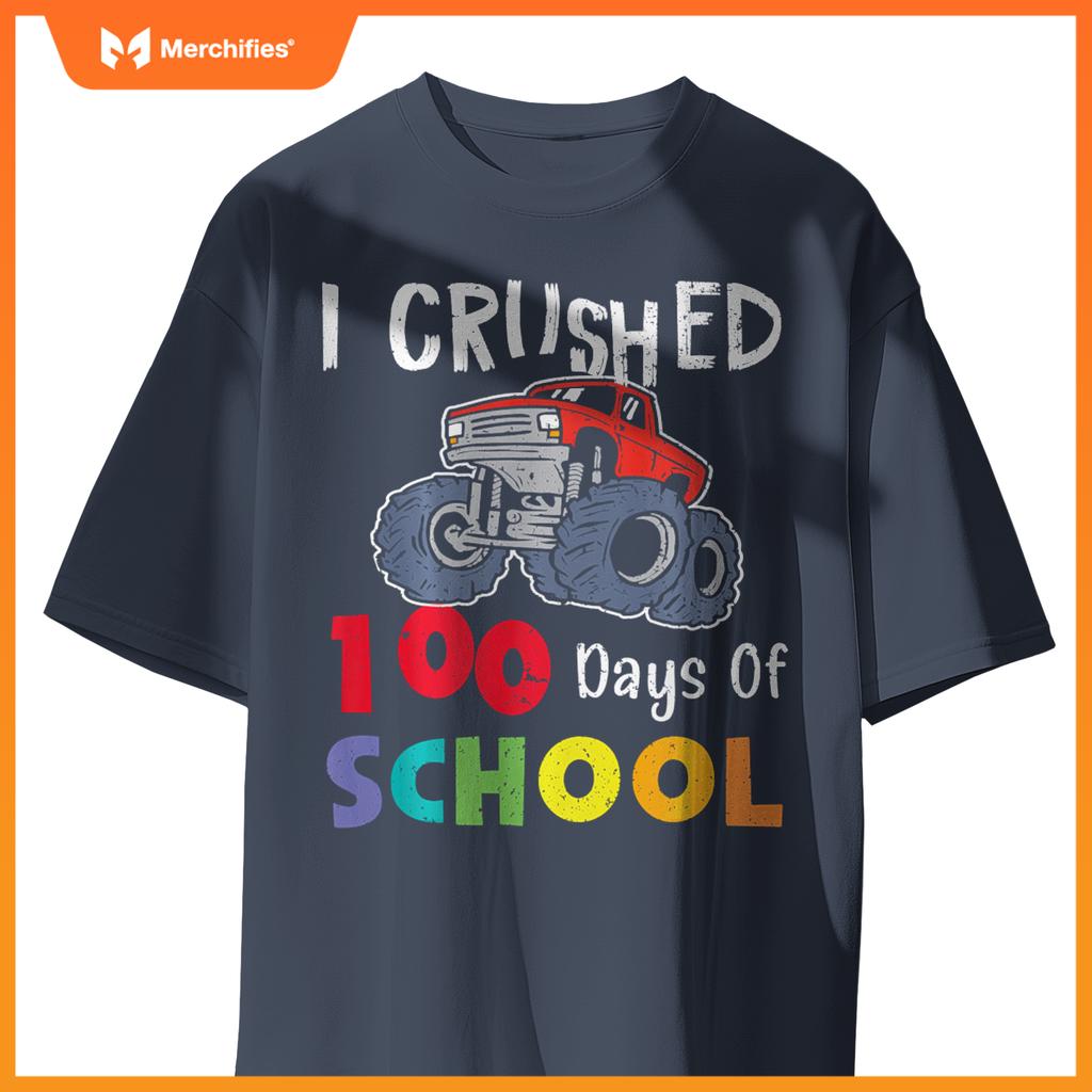 I Crushed 100 Days Of School Monster Truck Kids T-Shirt