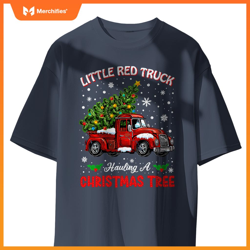 Little Red Truck Hauling A Christmas Tree T-Shirt