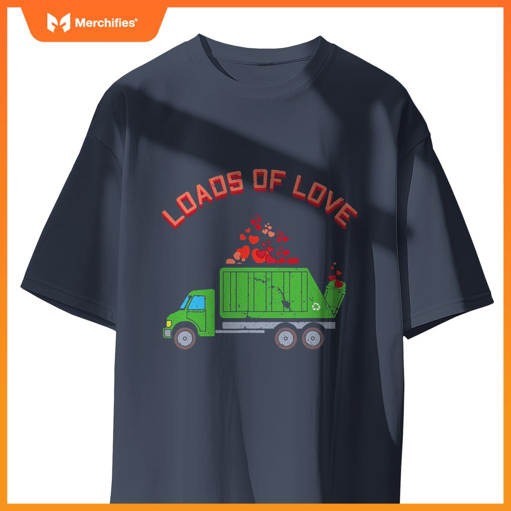 Kids Garbage Truck Hearts Day Happy Valentines T-Shirt