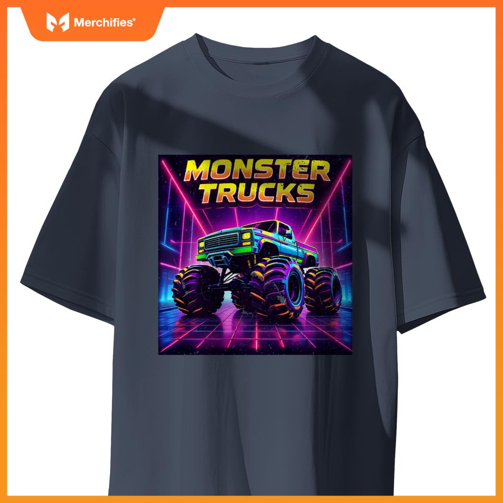 Monster Truck Birthday Party Retro Monster Trucks Boys Girls T-Shirt