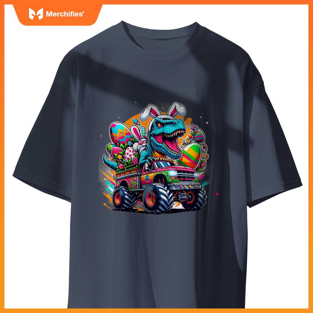 Kids Easter S Boys Toddler Boy Rabbit Bunny T Rex Dino Truck T-Shirt