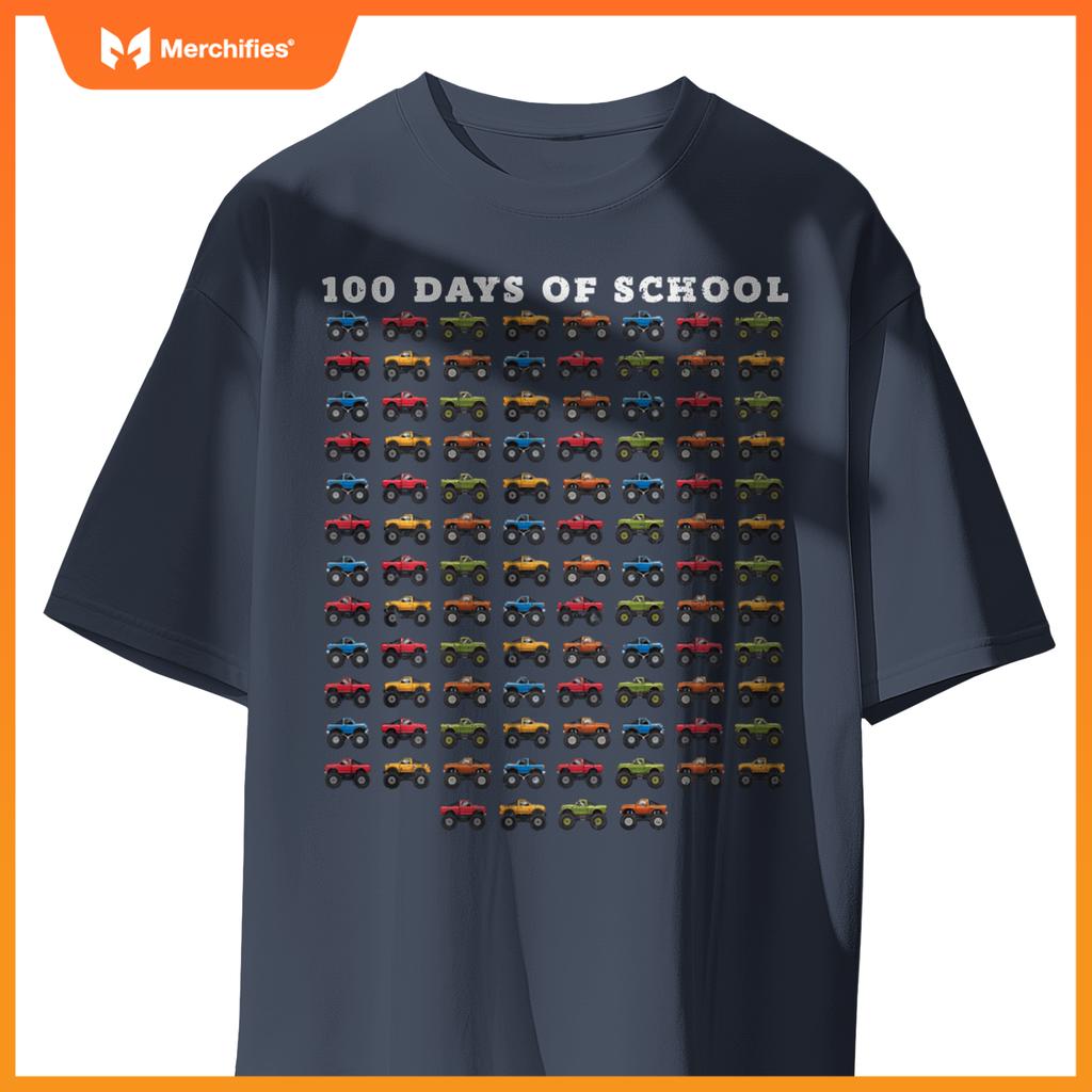 Monster Truck Boys 100 Days of School 100th Day of School T-Shirt