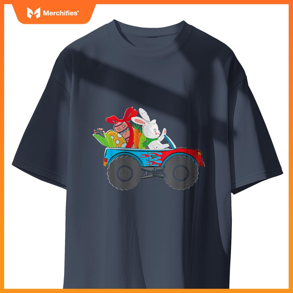 Kids Easter Rabbit Riding Monster Truck  Boys Girls T-Shirt
