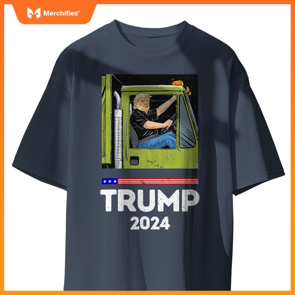 Funny Trump Driving Garbage Truck - Team Garbage T-Shirt