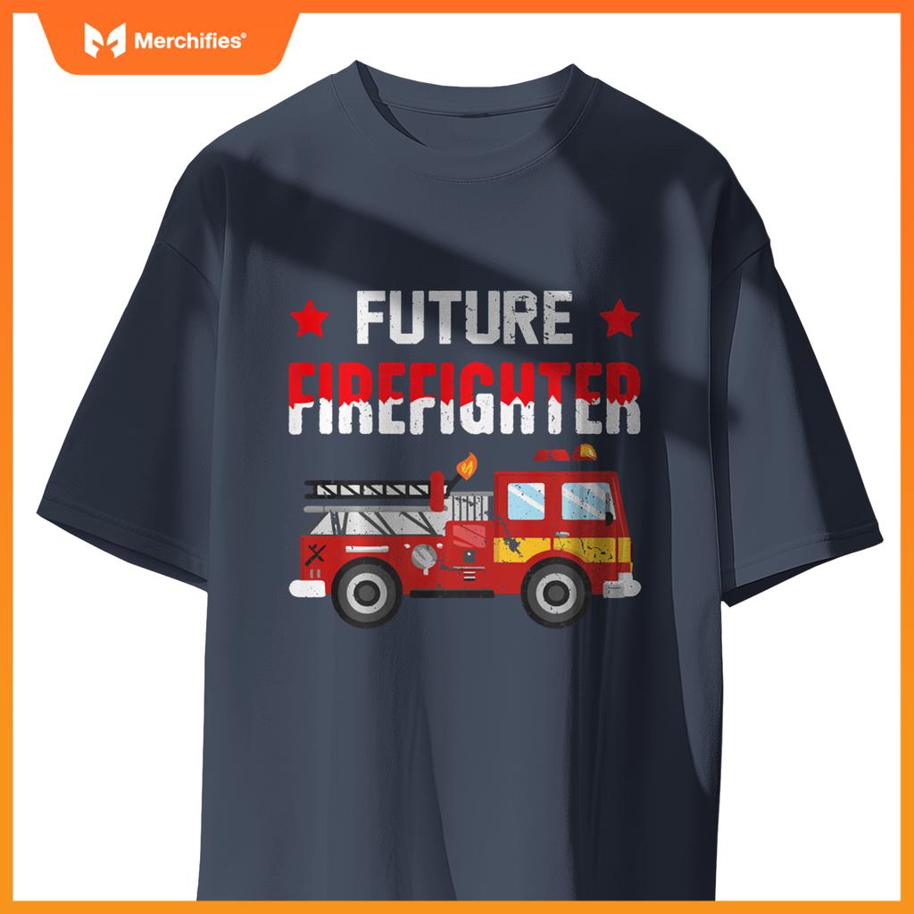 Future Firefighter Fireman Firefighting Boys Kids Fire Truck T-Shirt