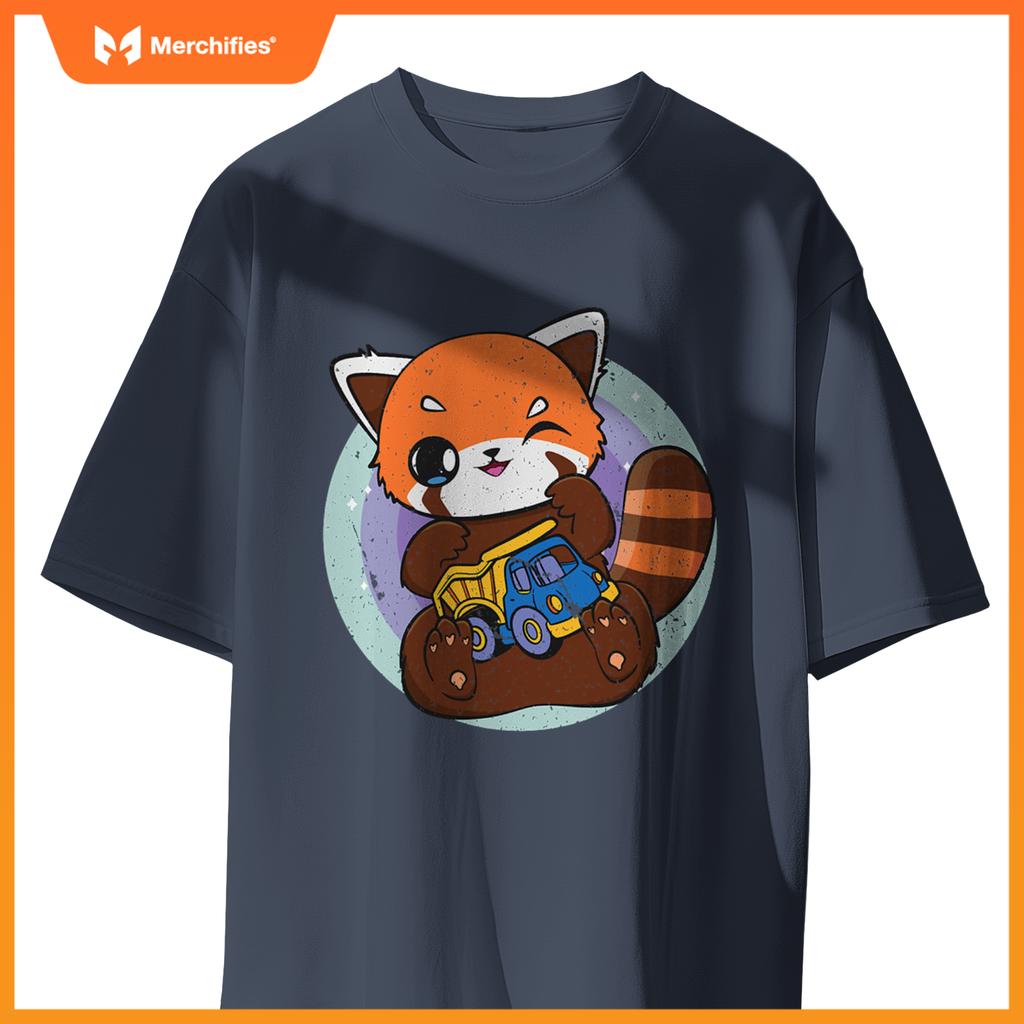 Kawaii Red Panda With Toy Car Truck Cute Chibi Anime Otaku T-Shirt