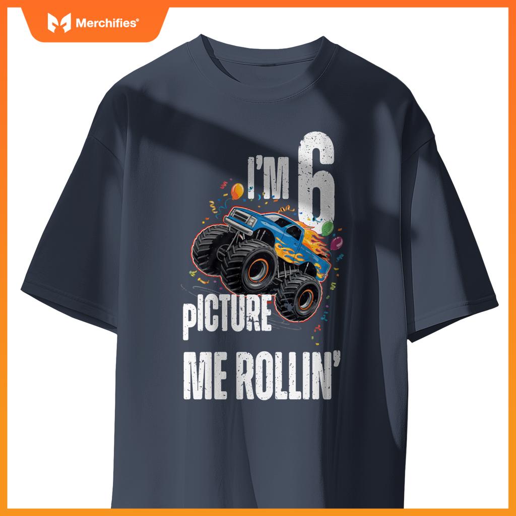 Monster Truck 6 Year Old Toddlers Boy 6th Birthday Party Car T-Shirt