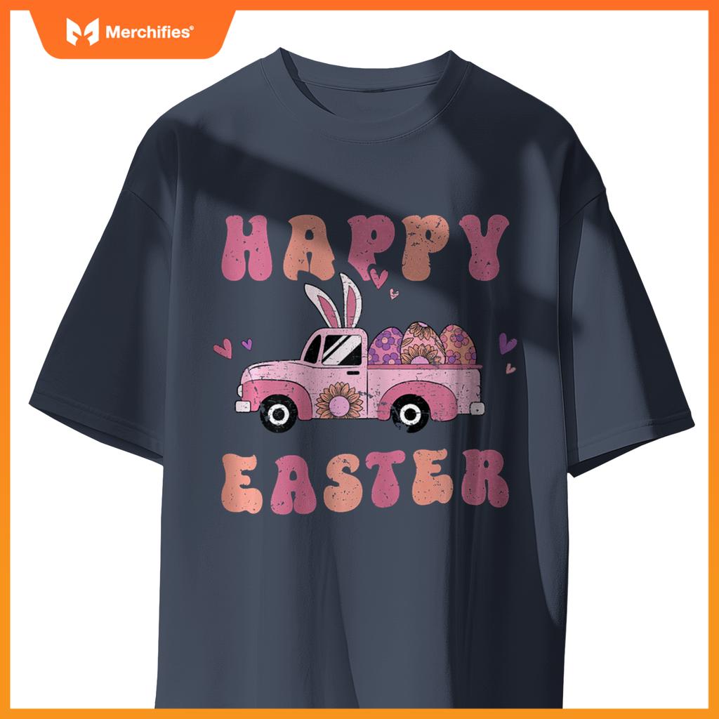 Happy Easter Bunny Truck Rabbit Easter Women Girls T-Shirt