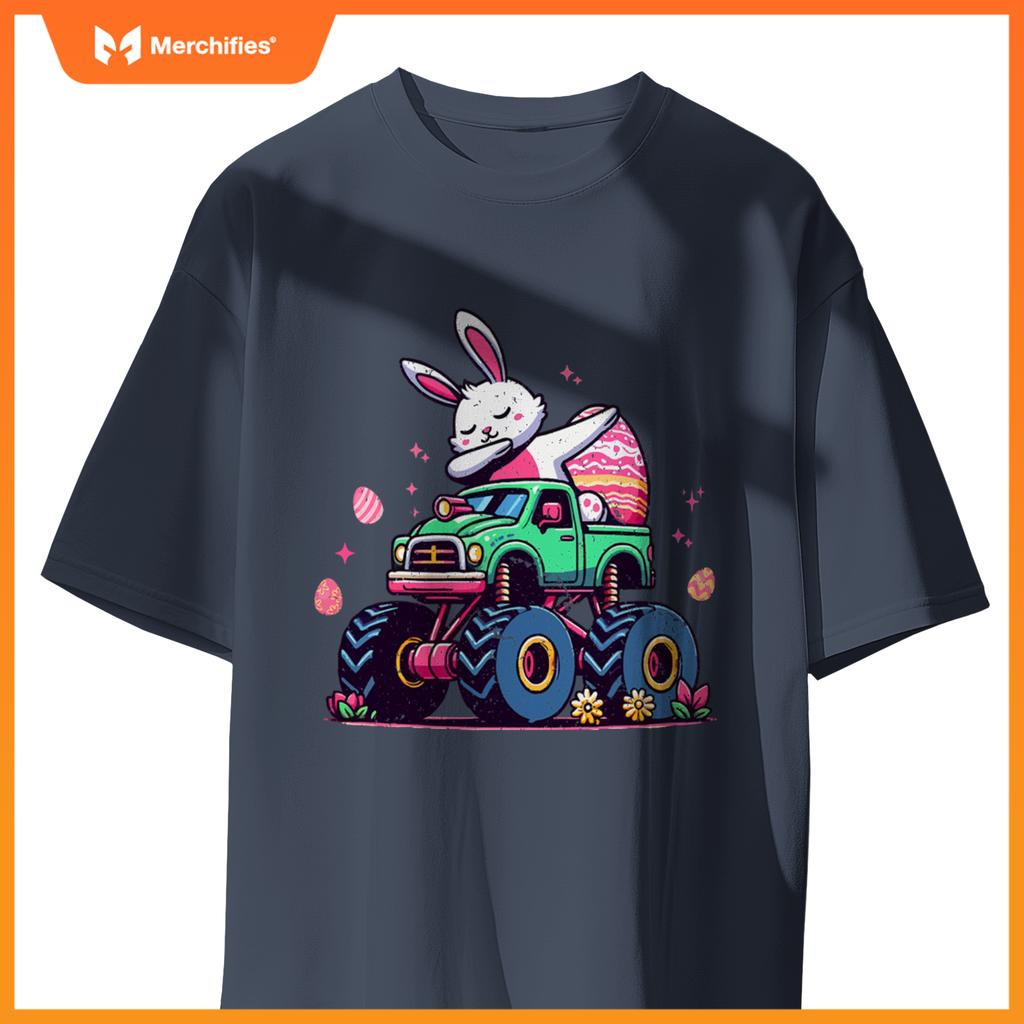 Kids Easter Day Bunny Monster Truck Eggs Cool Rabbit Dabbing T-Shirt