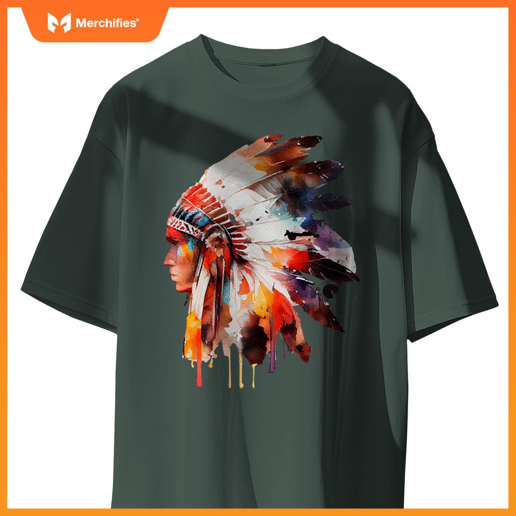 Native American Indian Ancestors Headdress Chief Men Women T-Shirt