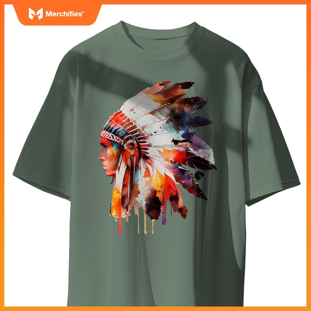 Native American Indian Ancestors Headdress Chief Men Women T-Shirt