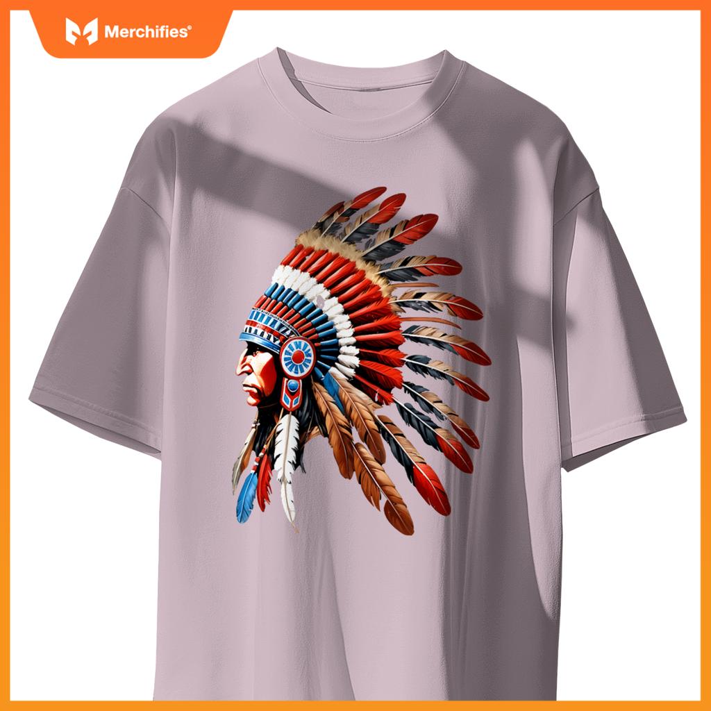 Native American Indian Chief Headdress Indigenous Men Boys T-Shirt