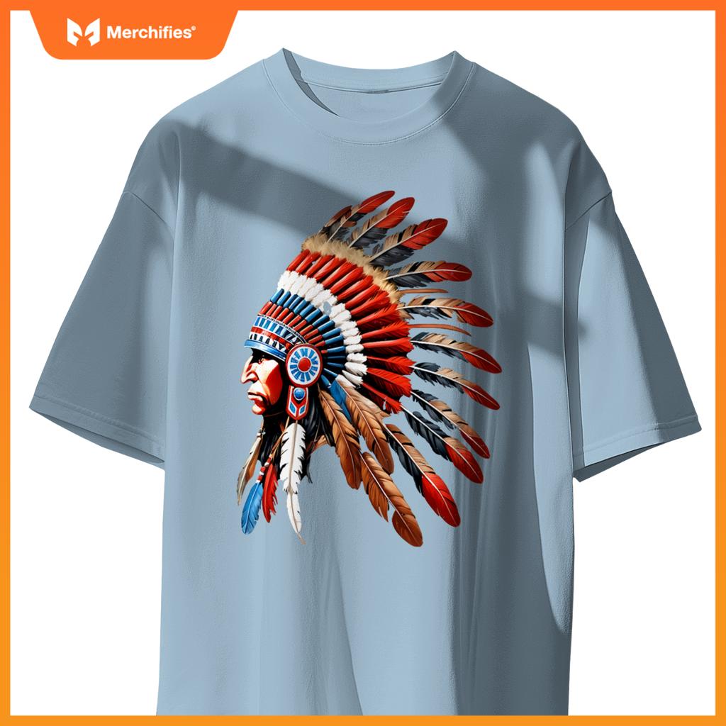 Native American Indian Chief Headdress Indigenous Men Boys T-Shirt