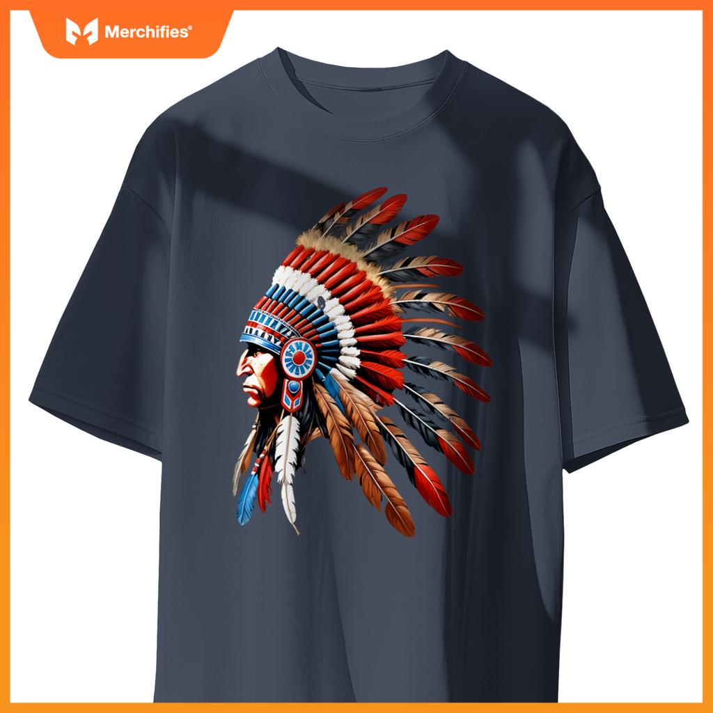 Native American Indian Chief Headdress Indigenous Men Boys T-Shirt