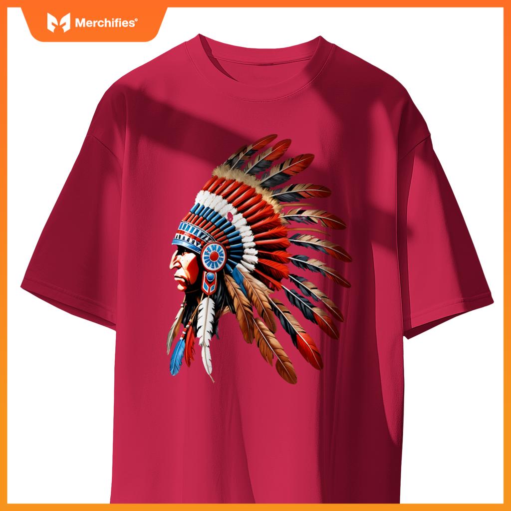 Native American Indian Chief Headdress Indigenous Men Boys T-Shirt