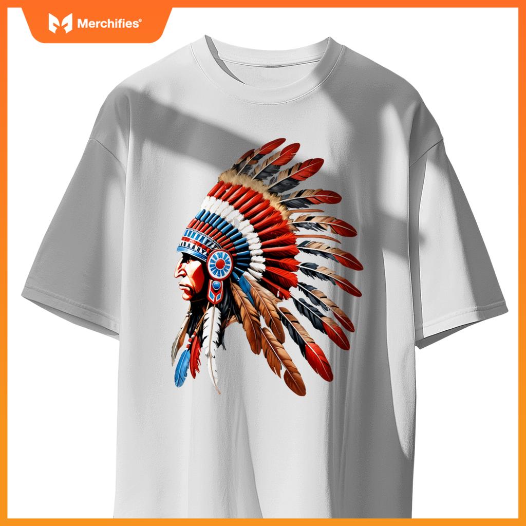 Native American Indian Chief Headdress Indigenous Men Boys T-Shirt