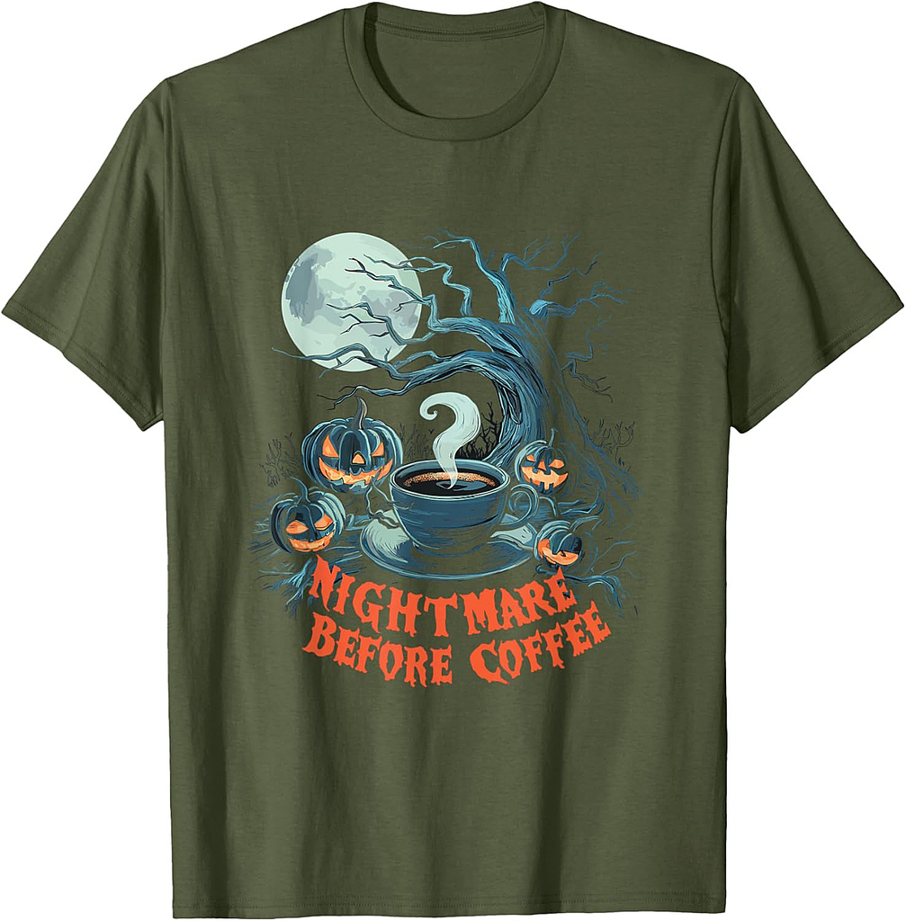 Nightmare Before Coffee Halloween Pumpkin Horror T-Shirt