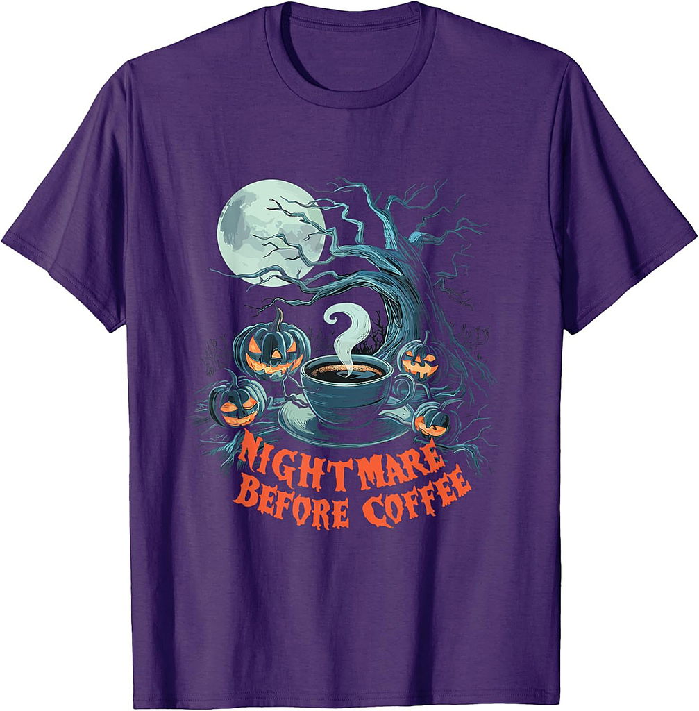 Nightmare Before Coffee Halloween Pumpkin Horror T-Shirt