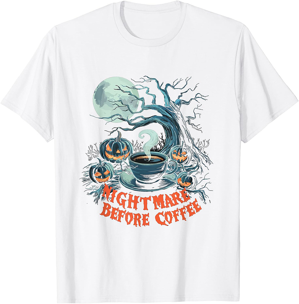 Nightmare Before Coffee Halloween Pumpkin Horror T-Shirt
