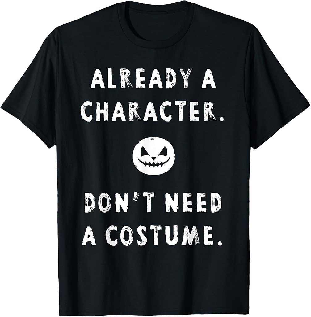 No Costume Funny Lazy Halloween Pumpkin Jackolantern Graphic T-Shirt
