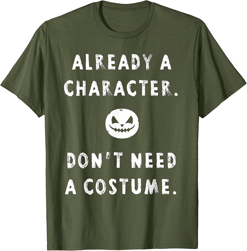 No Costume Funny Lazy Halloween Pumpkin Jackolantern Graphic T-Shirt