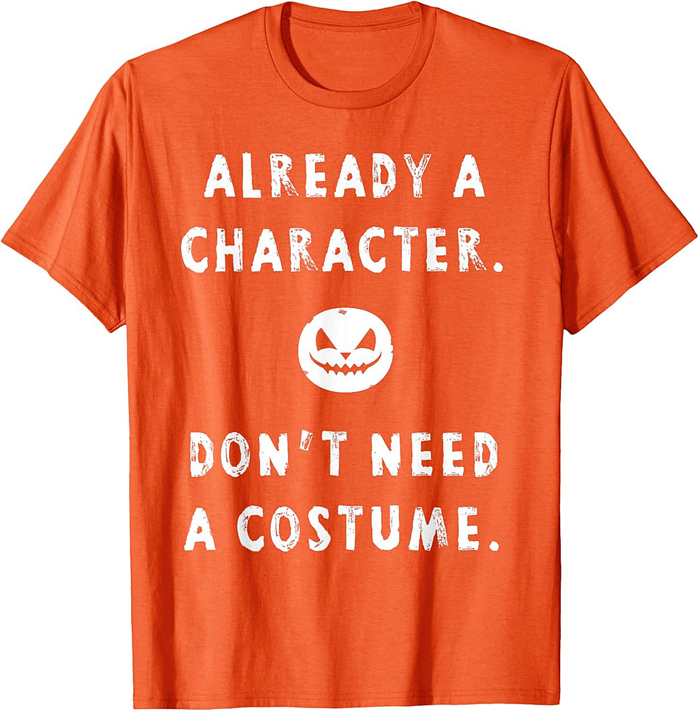 No Costume Funny Lazy Halloween Pumpkin Jackolantern Graphic T-Shirt