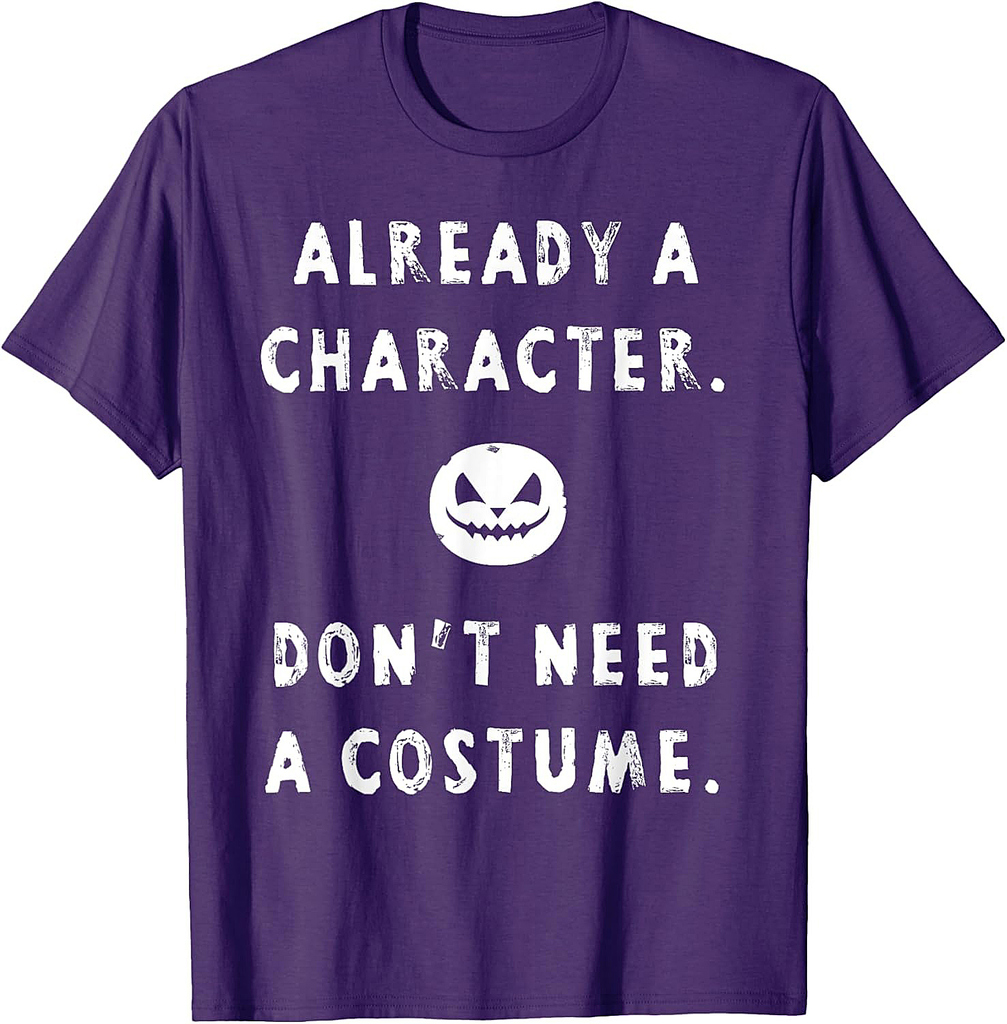 No Costume Funny Lazy Halloween Pumpkin Jackolantern Graphic T-Shirt