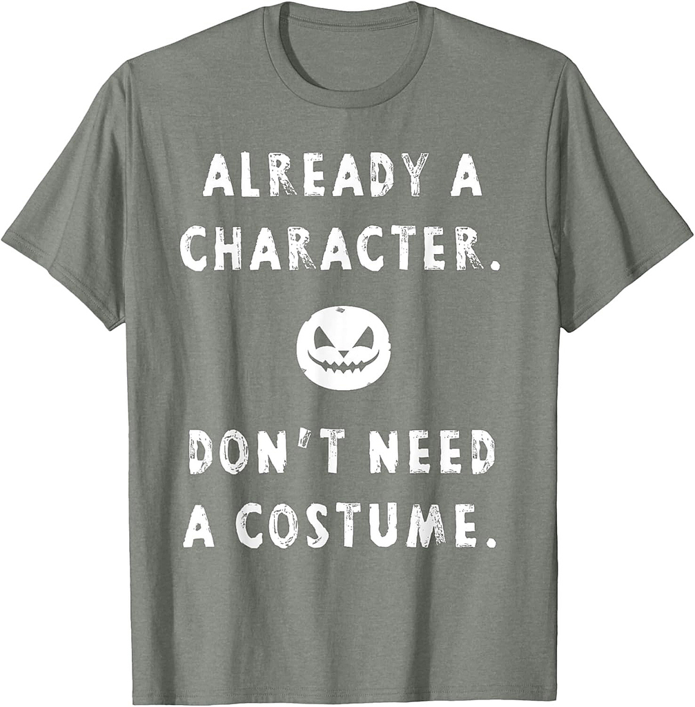 No Costume Funny Lazy Halloween Pumpkin Jackolantern Graphic T-Shirt