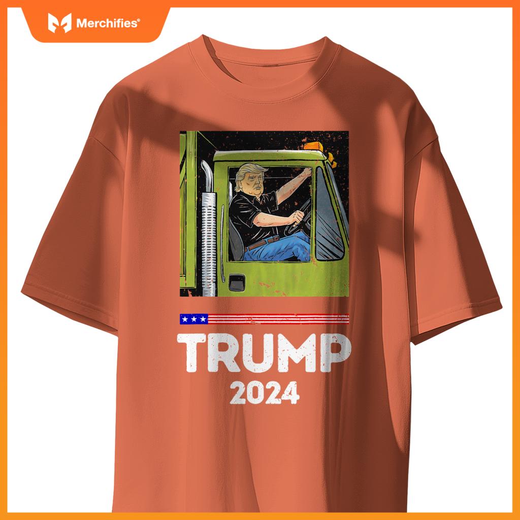 Funny Trump Driving Garbage Truck - Team Garbage T-Shirt