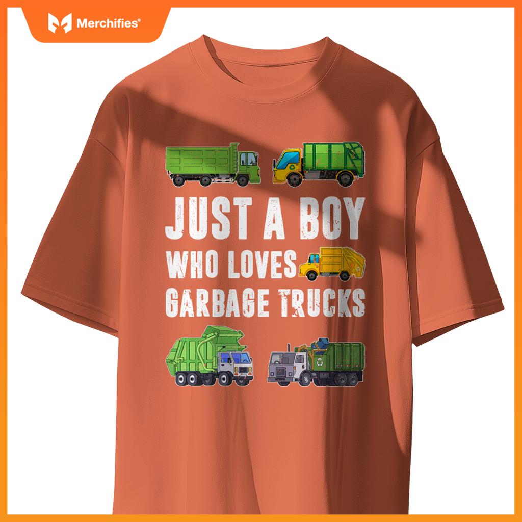 Just A Boy Who Loves Garbage Trucks Kids Toddler Trash Truck T-Shirt