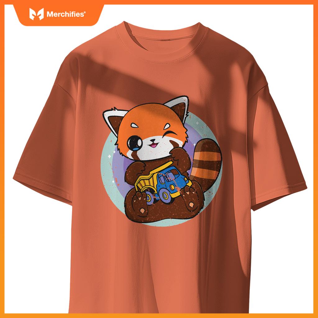 Kawaii Red Panda With Toy Car Truck Cute Chibi Anime Otaku T-Shirt