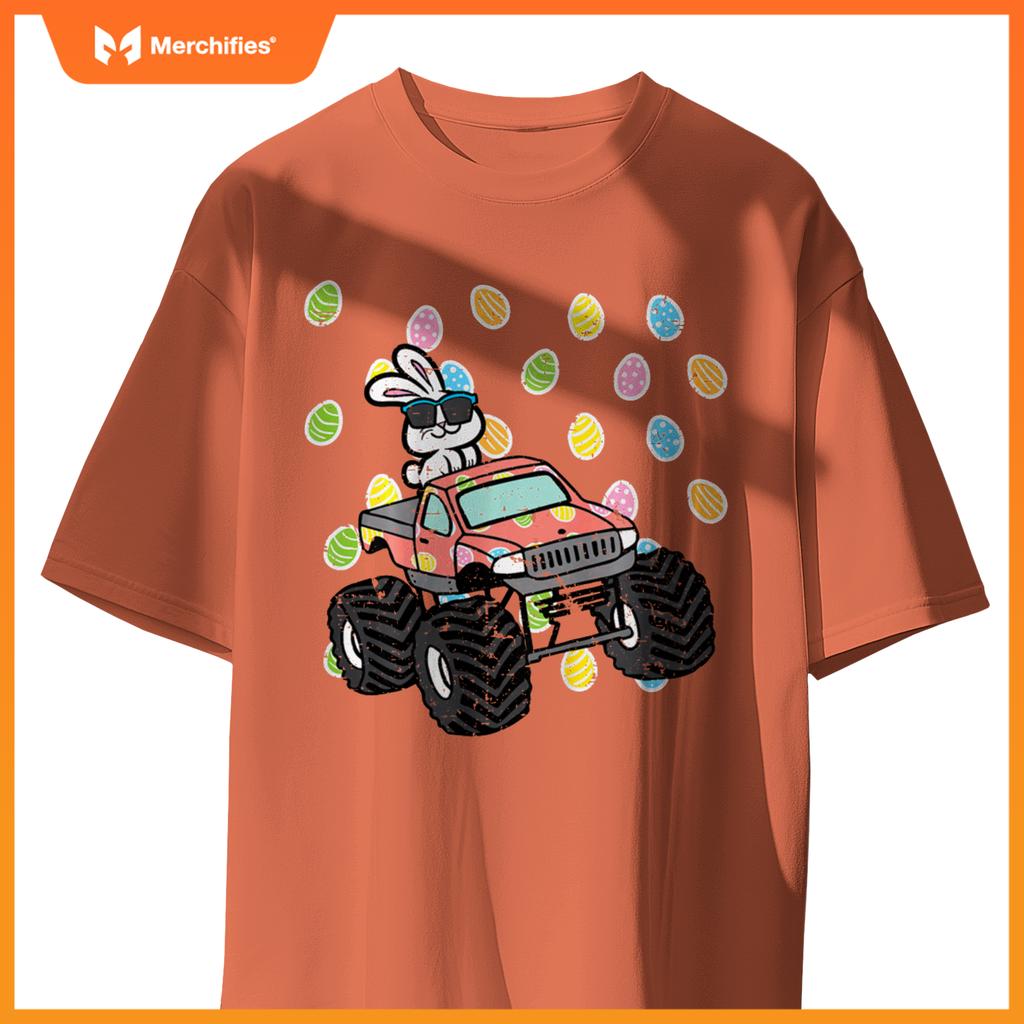 Kids Easter Bunny On Monster Truck Eggs Rabbit Toddler Boys Kids T-Shirt