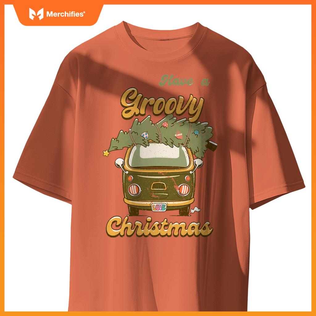 Have Yourself A Groovy Christmas Truck Happy Holiday Xmas T-Shirt
