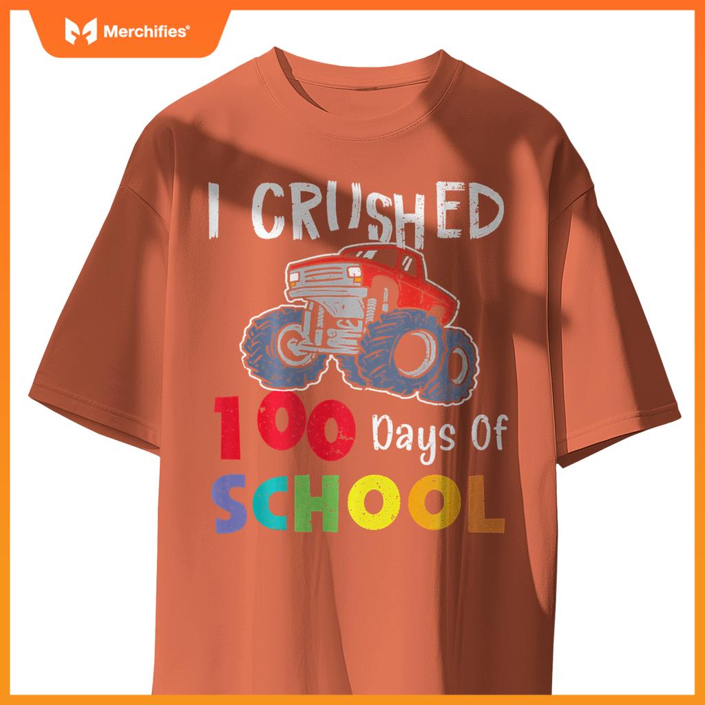 I Crushed 100 Days Of School Monster Truck Kids T-Shirt