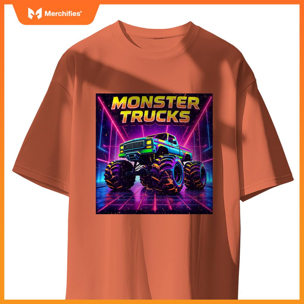 Monster Truck Birthday Party Retro Monster Trucks Boys Girls T-Shirt