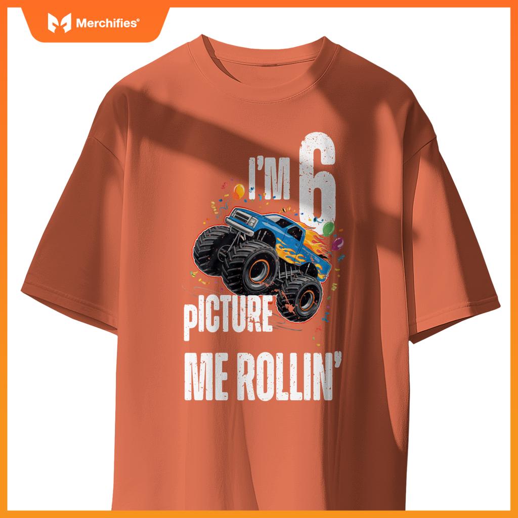 Monster Truck 6 Year Old Toddlers Boy 6th Birthday Party Car T-Shirt