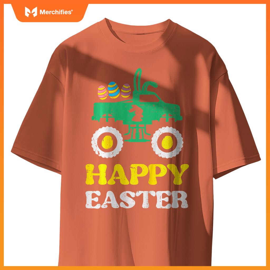 Kids Happy Easter Monster Truck Bunny Rabbit Boys Kids Toddler T-Shirt