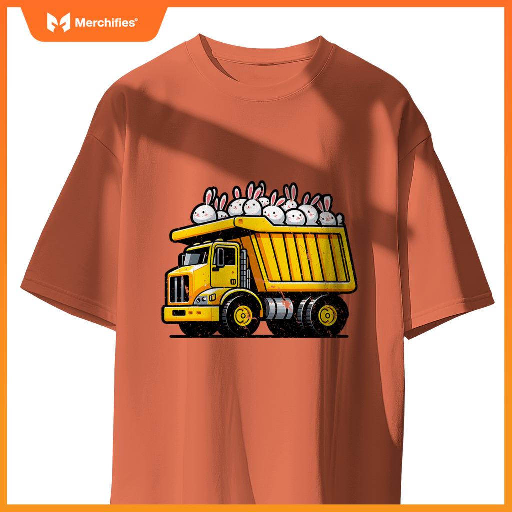 Kids Construction Dump Truck Bunnies Christian Easter Day T-Shirt