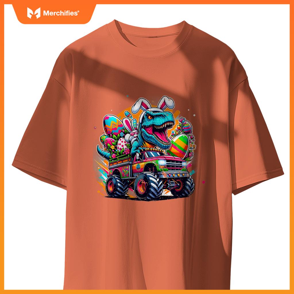 Kids Easter S Boys Toddler Boy Rabbit Bunny T Rex Dino Truck T-Shirt