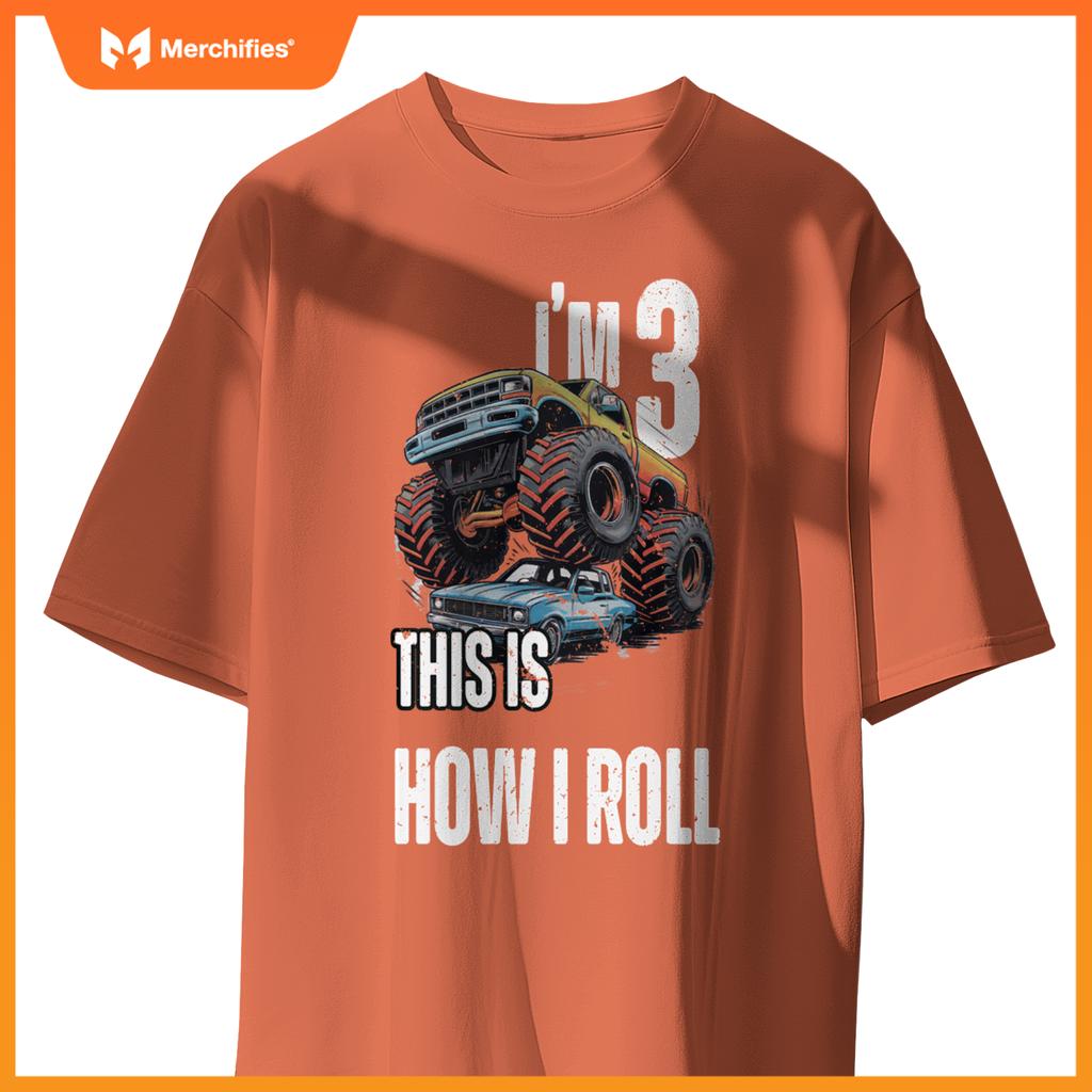 Monster Truck 3 Year Old Toddlers Boy 3rd Birthday Party Car T-Shirt